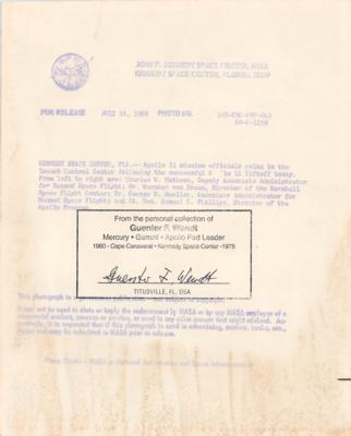 Lot #9708 Guenter Wendt's Lot of (3) Original NASA Photographs - Image 2