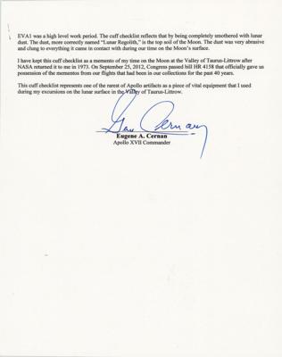 Lot #9523 Gene Cernan's Apollo 17 Flown Lunar Surface-Used EVA-1 Cuff Checklist - Image 28