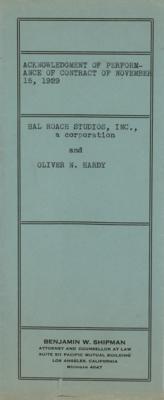 Lot #645 Oliver Hardy and Hal Roach Signed Document - Image 2