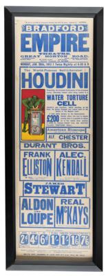 Lot #575 Harry Houdini 'Water Torture Cell' Broadside Poster - Image 1
