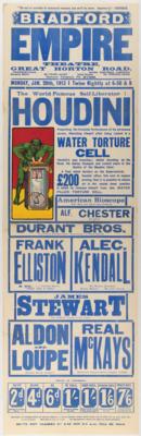 Lot #575 Harry Houdini 'Water Torture Cell' Broadside Poster - Image 2