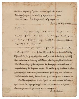 Lot #8 John Quincy Adams Autograph Letter Signed on Anti-Masonic Convention - Image 1
