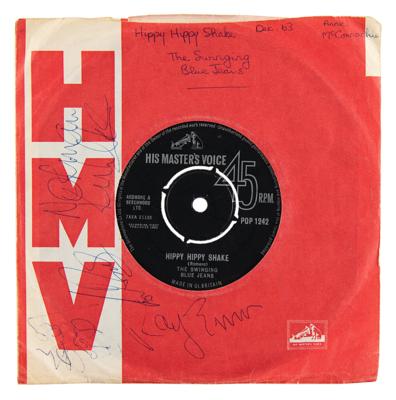 Lot #556 The Swinging Blue Jeans Signed 45 RPM Record Sleeve - Image 1