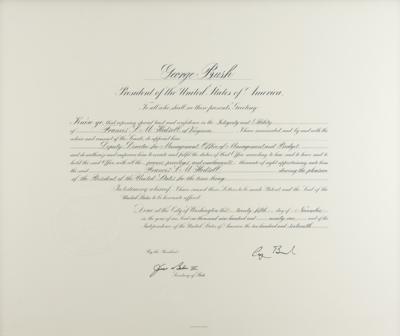 Lot #52 George Bush Rare Document Signed as President - Image 1