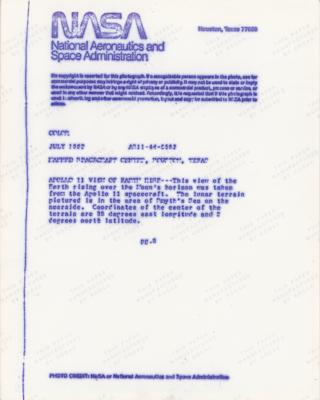 Lot #376 Neil Armstrong Signed 'Earthrise' Photograph - Image 2