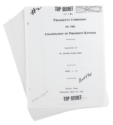 Lot #102 Gerald Ford and Malcolm Perry Signed Warren Commission Deposition - Image 1