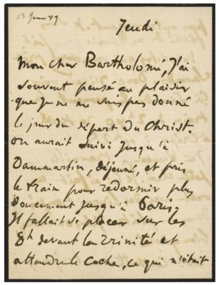 Lot #422 Edgar Degas Autograph Letter Signed on Mary Cassatt - Image 1