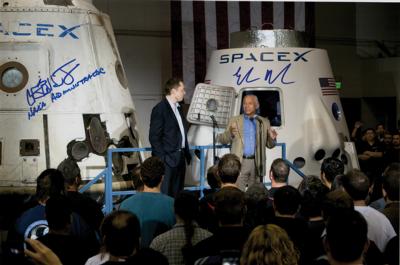 Lot #200. Elon Musk and Charles Bolden Signed Photograph