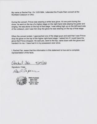 Lot #3544 Prince's Stage-Worn Purple Rain Tour Lace Glove - Image 7