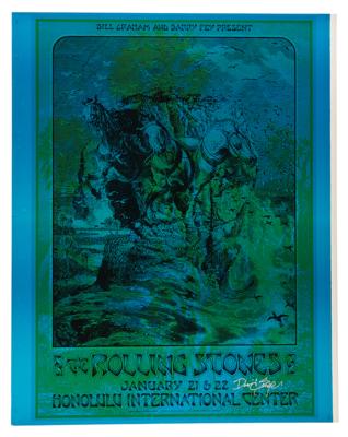 Lot #3078 Rolling Stones 1973 Honolulu Poster Proof Signed by David Singer - Image 1