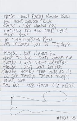 Lot #3673 Oasis: Noel Gallagher Handwritten Song