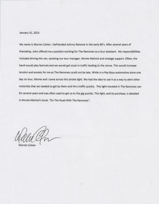 Lot #3440 The Ramones: Monte Melnick Signed Police Light from Tour Van - Image 4