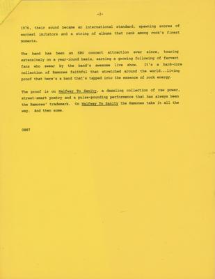 Lot #3422 The Ramones 'Halfway to Sanity' Press Package - Image 3