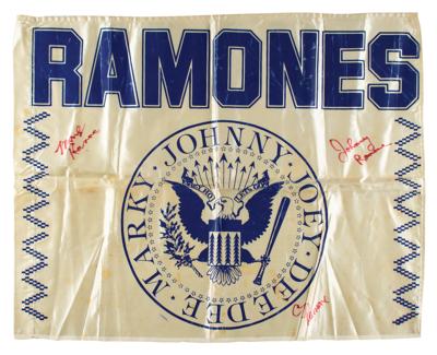 Lot #3416 The Ramones Signed Logo Flag - Image 1