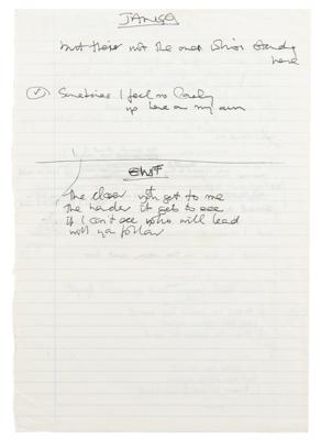 Lot #3450 Genesis: Phil Collins Handwritten Lyrics for 'Me and Virgil' - Image 2