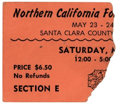 Lot #3059 Jimi Hendrix: 2nd Annual Northern California Folk-Rock Festival Program and Ticket Stub - Image 2
