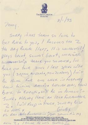 Lot #3451 Guns N' Roses: Gilby Clarke Autograph Letter Signed with (4) Signed Photos and Xmas Card - Image 1