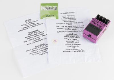 Lot #3551 Prince Stage-Used Guitar Pedal, Set List, and Pick - Image 1