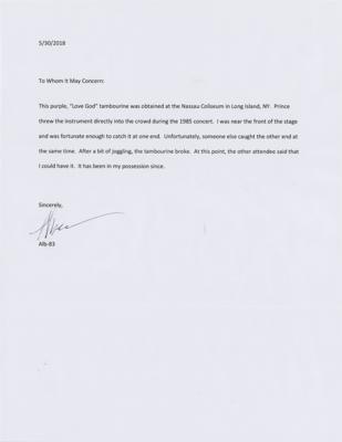 Lot #3546 Prince Stage-Used Tambourine (Nassau Coliseum, 1985) - Image 4