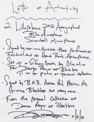 Lot #3671 Lollapalooza 2012 Multi-Signed Microphone - Image 12