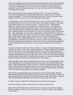 Lot #3532 Prince 1976 Warner Bros. Demo Tape (Resulted in His First Contract) - Image 13