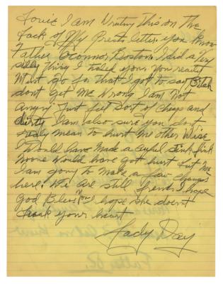 Lot #3119 Billie Holiday Autograph Letter Signed to Cheating Husband - Image 1