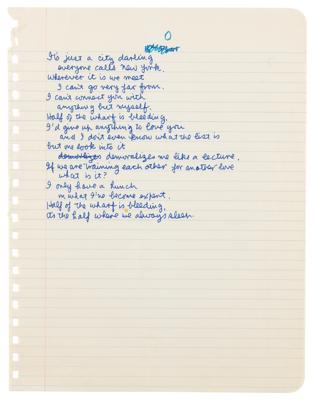 Lot #3241 Leonard Cohen Handwritten Poetry Manuscript - Image 1