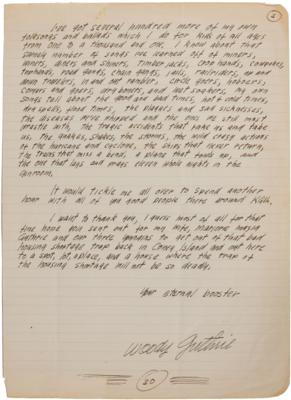 Lot #3161 Woody Guthrie Autograph Letter Signed on Folk Songs and Radio Play - Image 3
