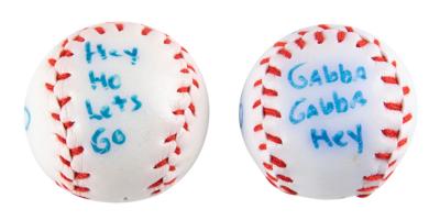 Lot #3406 Johnny Ramone Signed Mini Baseballs and Mini Bat - Image 4