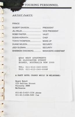 Lot #3613 Prince 1992 World Tour Book for Japan/Australia and VIP Pass - Image 2