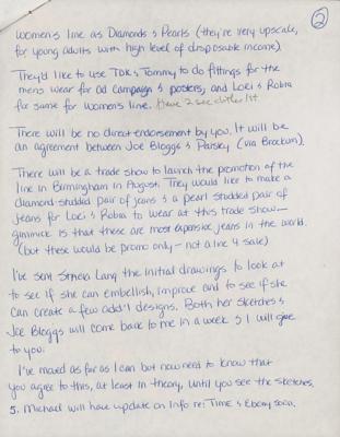 Lot #3557 Prince Hand-Annotated Memo on Music and Merchandise - Image 2