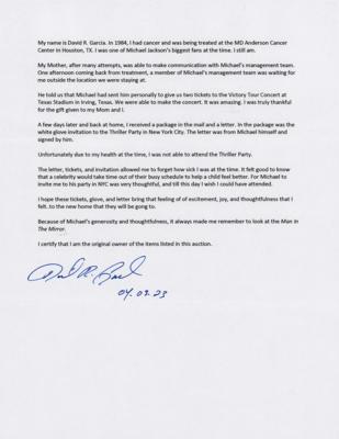 Lot #3529 Michael Jackson Typed Letter Signed and 'Thriller Party' Glove Invitation - Image 5