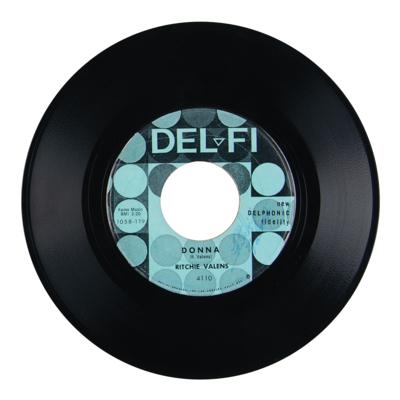 Lot #3150 Ritchie Valens Signed 'Donna / La Bamba' Single Record - One Week Before His Death - Image 1