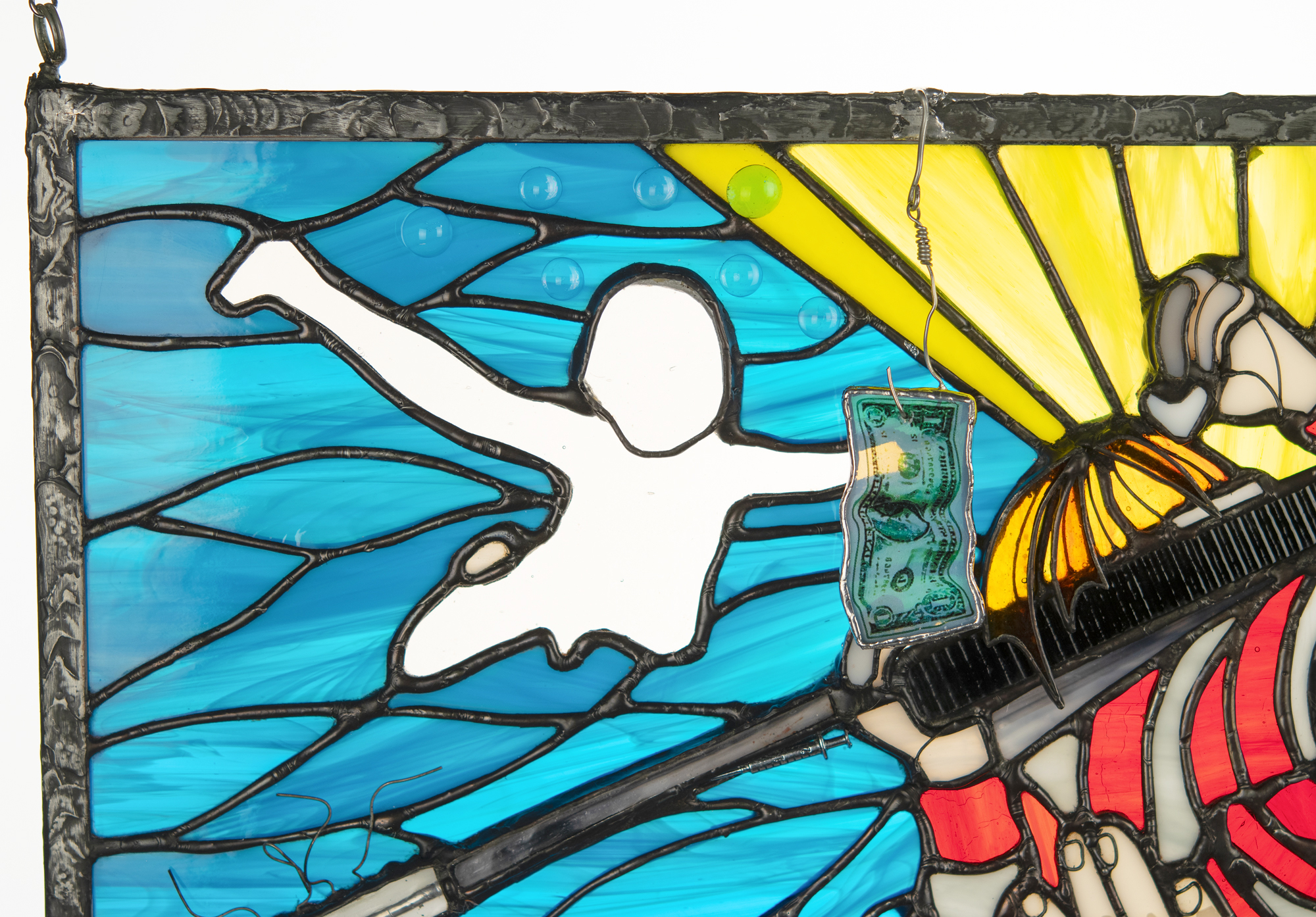Lot #3429 Nirvana Original 'Kurt Cobain / Nevermind' Stained Glass Hanging Artwork by Andrew D Gore - Image 2