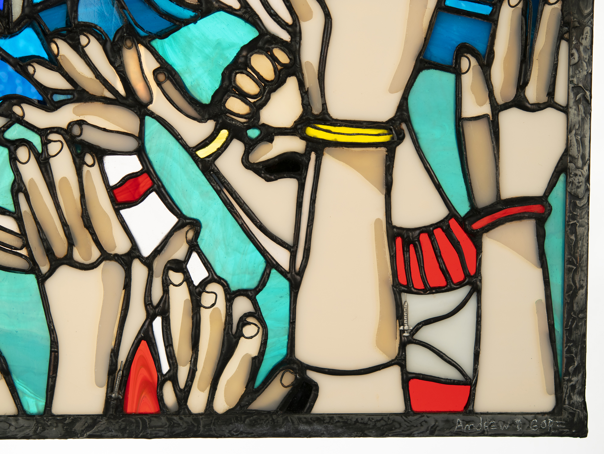 Lot #3429 Nirvana Original 'Kurt Cobain / Nevermind' Stained Glass Hanging Artwork by Andrew D Gore - Image 4