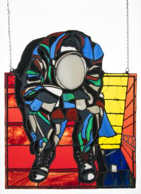 Lot #3432 Minor Threat Original Stained Glass Hanging Artwork by Andrew D Gore - Image 1