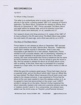 Lot #3533 Prince The Black Album (Incredibly Rare First Pressing, Still Sealed) - Image 4