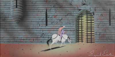 Lot #793 Eyvind Earle concept storyboard painting of Prince Phillip from Sleeping Beauty - Image 1