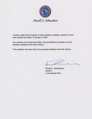 Lot #221 Rusty Schweickart's Apollo 10 Flown Robbins Medallion - Image 3