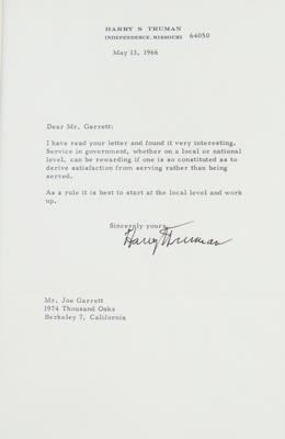 Lot #69 Harry S. Truman Typed Letter Signed - Image 1