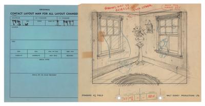 Lot #680 Baby Mickey and Baby Minnie Mouse production layout drawing from Mickey's Nightmare Production Layout Drawing - Image 1