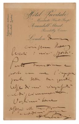 Lot #369 Giacomo Puccini Autograph Letter Signed - Image 1