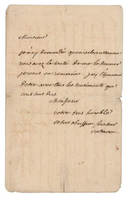 Lot #333 Voltaire Autograph Letter Signed - Image 1
