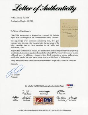 Lot #333 Voltaire Autograph Letter Signed - Image 3