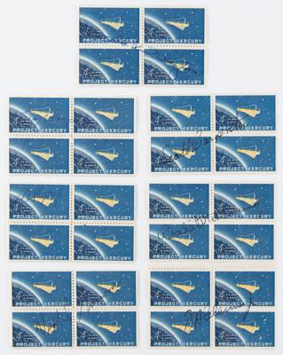 Lot #217 Mercury Seven (7) Signed Stamp Blocks - Image 1