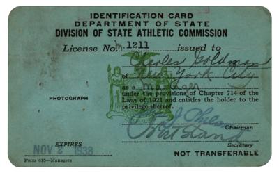 Lot #654 Charley Goldman Lot of (7) State Boxing Licenses - (2) Signed - Image 1