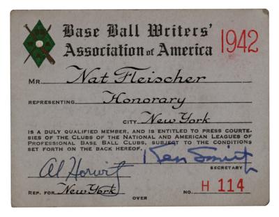 Lot #652 Nat Fleischer (2) Original Baseball Pass Cards - Image 1