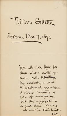 Lot #532 William Gillette Autograph Note Signed - Image 2
