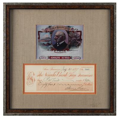 Lot #183 Adolph Sutro Signed Check - Image 1