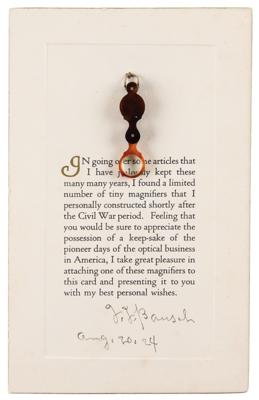 Lot #98 John Jacob Bausch Signed Card with Magnifying Glass - Image 1
